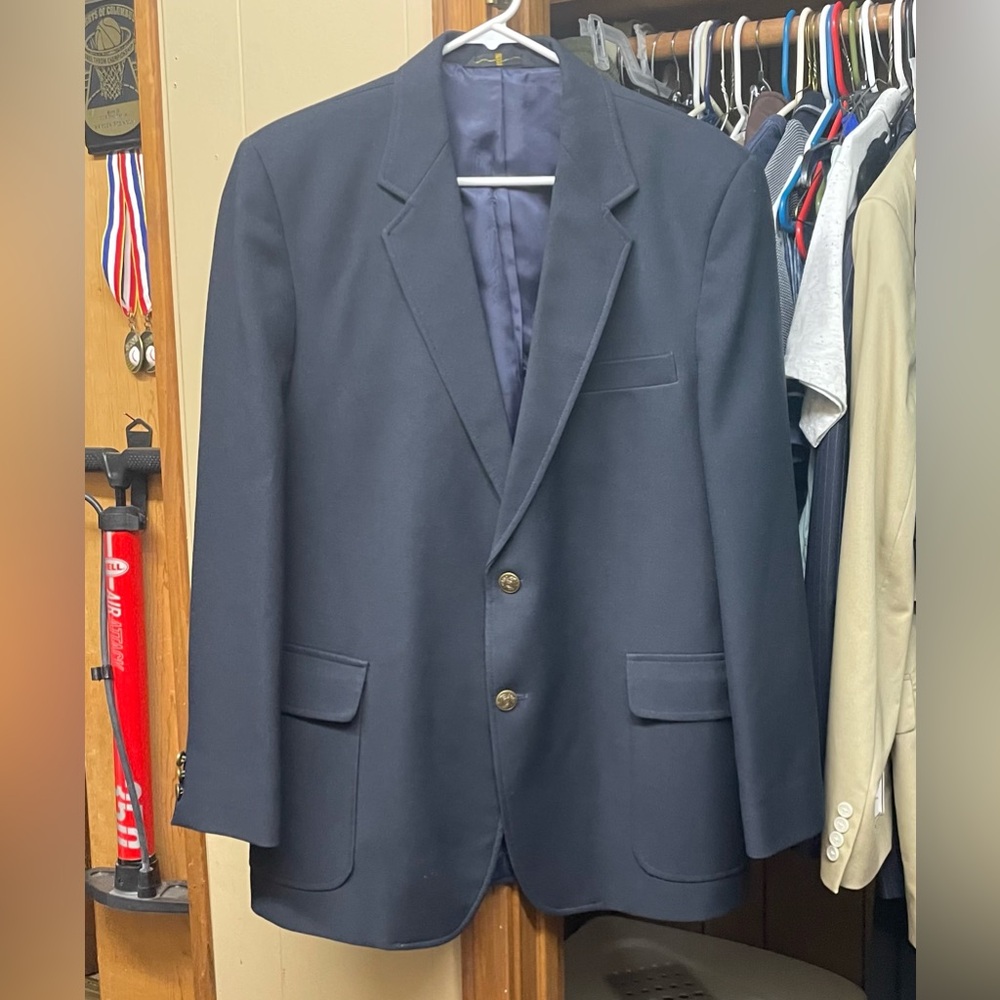 Haggar Sports Coat Size 42 R Navy Blue